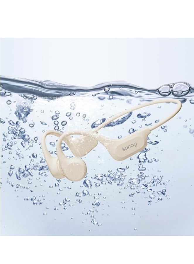 ساناج Sanag B60S Pro Bone Conduction Sports Headphones, IPX8 Waterproof Swimming Bluetooth 5.3 Earphones, 32GB MP3 Player, Open Ear Wireless Headset with Mic & App, for Running, Cycling, Workout (White) - Image 2