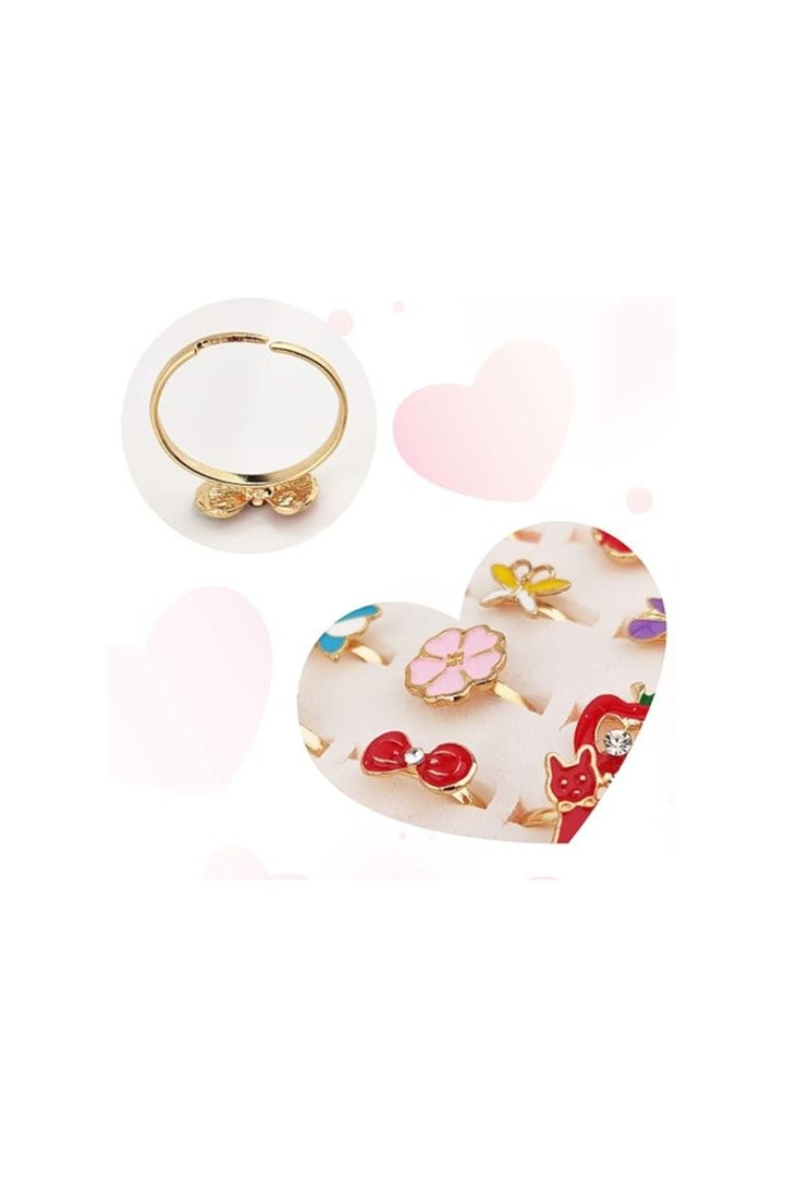 JoyousSto 36 Pcs Adjustable Rings in Box, No Duplication, Children Kids Little Girl Pretend Play and Dress up Jewelry Set with Heart Shape Display Case - Image 4