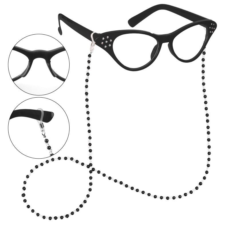 Yymobt 9 Pcs 100 Days of School Costume Old Lady Costume School 100th Activity Suit Grandma Wig Granny Glasses with Chain Pearl Necklace Earring Bracelets Grandma Old-fashioned Dress with Floral - Image 5