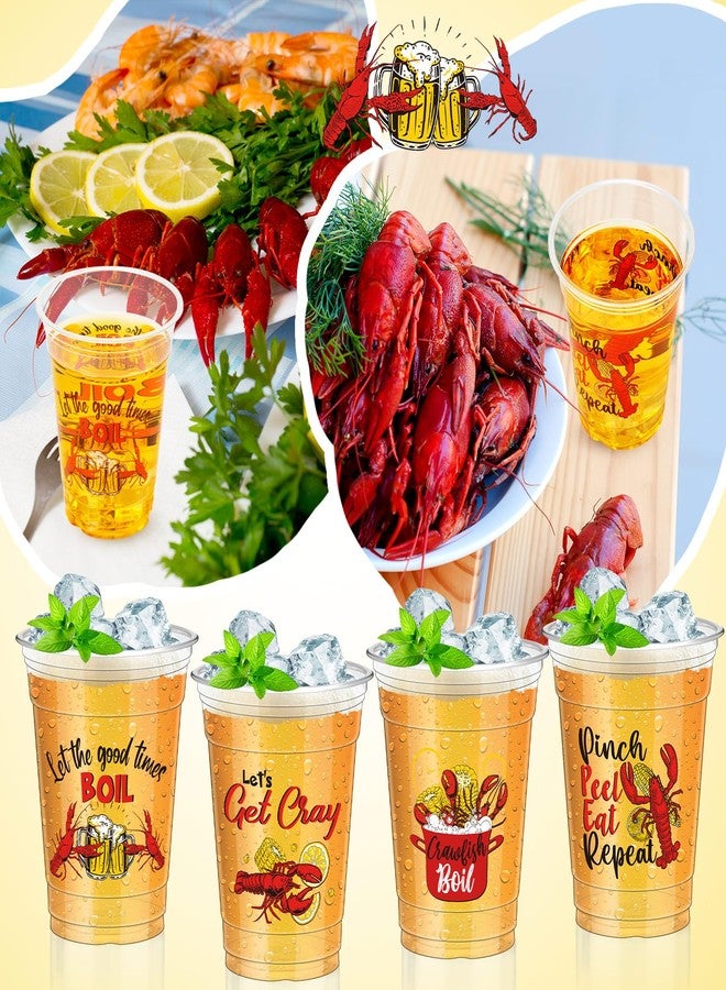 Sliner 48 Pcs 12oz Boil Party Clear Plastic Cups Bulk Let's Get Cray Disposable Clear Cups for Cold Drink Lobster Shrimp Seafood Party Summer Picnic Beach BBQ Travel (Crawfish) - Image 3