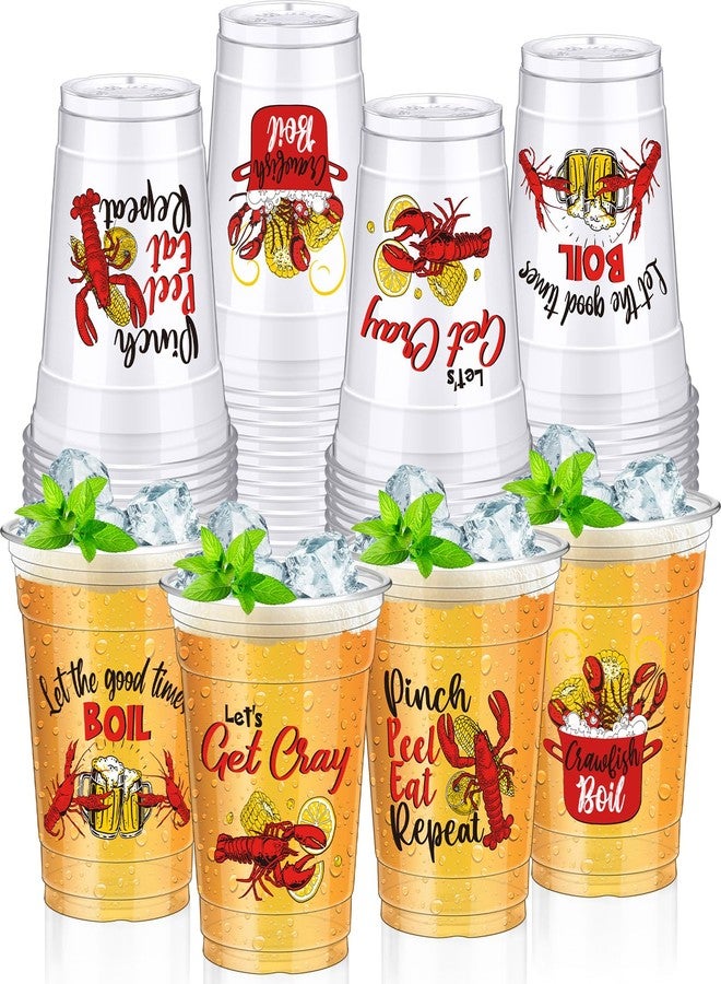 Sliner 48 Pcs 12oz Boil Party Clear Plastic Cups Bulk Let's Get Cray Disposable Clear Cups for Cold Drink Lobster Shrimp Seafood Party Summer Picnic Beach BBQ Travel (Crawfish) - Image 1