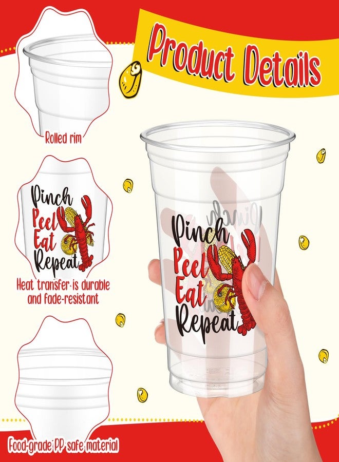 Sliner 48 Pcs 12oz Boil Party Clear Plastic Cups Bulk Let's Get Cray Disposable Clear Cups for Cold Drink Lobster Shrimp Seafood Party Summer Picnic Beach BBQ Travel (Crawfish) - Image 4