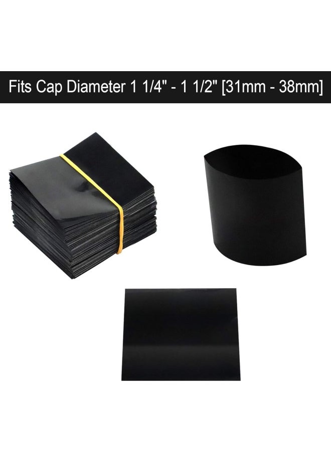 Morepack Black Shrink Bands,65X60 Mm 200 Pieces Black Perforated Heat Shrink Wrap Sealer For Hot Sauce Bottles,Woozy Bottles And Beverage Bottles,Shrink Wrap Bands Compatible Diameter Range: 1 1/4” – 1 1/2”  - Image 4