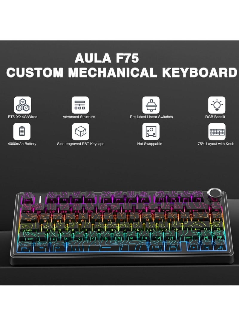 AULA F75 Wireless Mechanical Keyboard Switches RGB Backlit Gaming Keyboard - Image 2