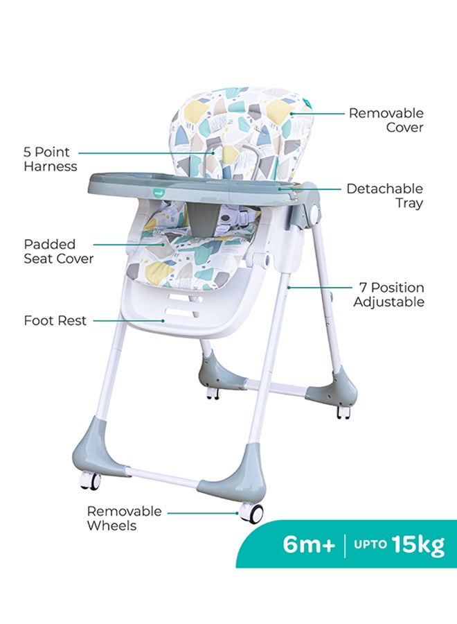 Moon Apex Baby Highchair With 7 Adjustable Heights And Reclining Feature - Grey - Image 2