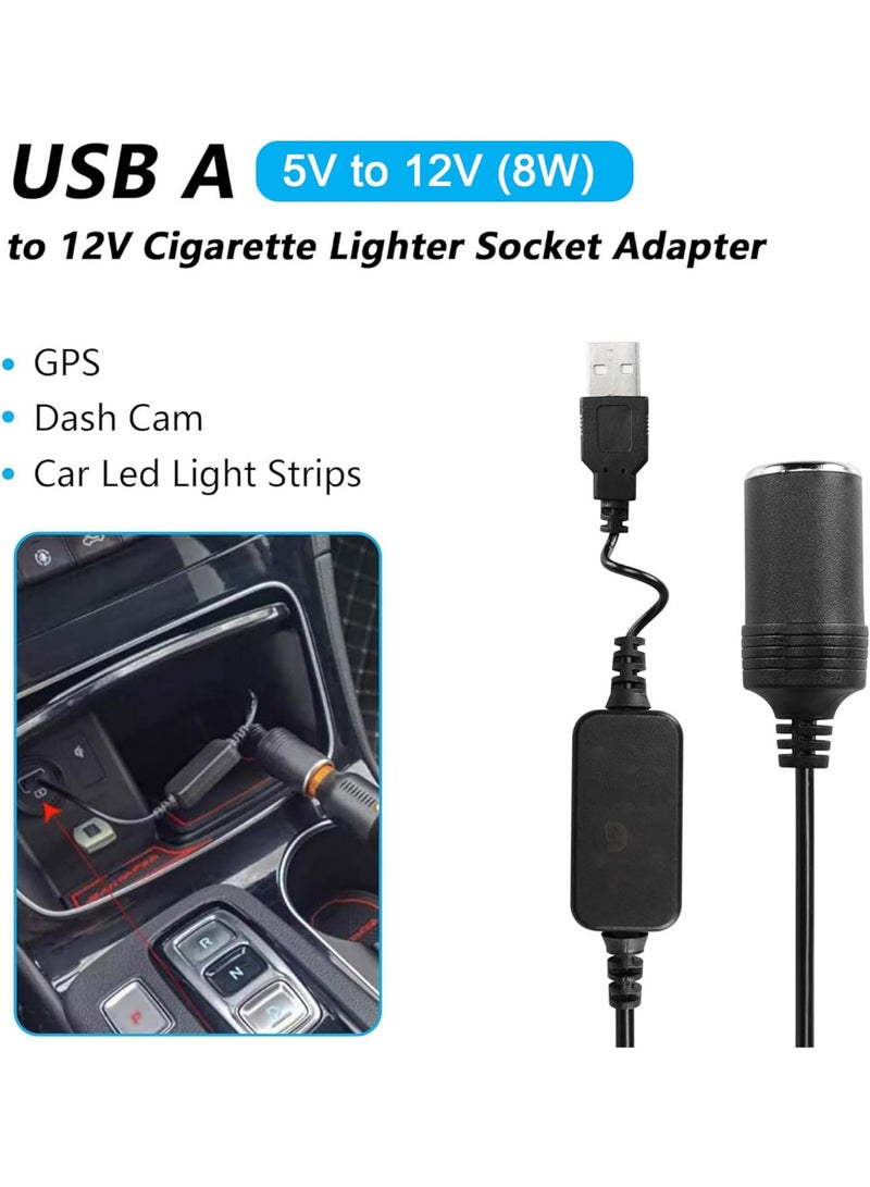 أرسيو كابل محول طاقة من USB ذكر إلى مقبس ولاعة سجائر السيارة 12 فولت 8 واط بطول 1 قدم - Image 2