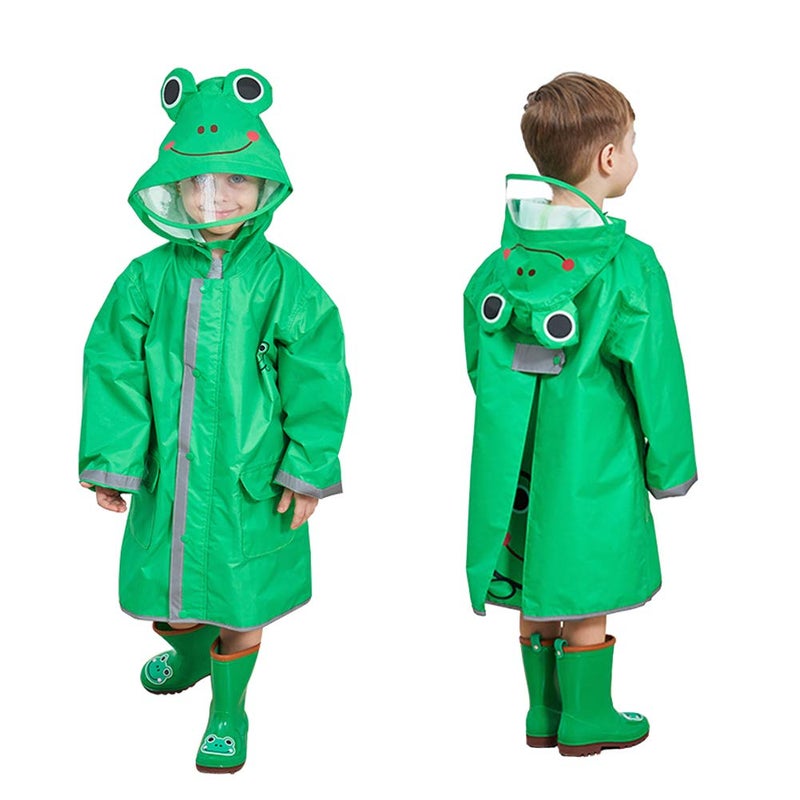SSAWcasa SSAWcasa Rain Poncho Kids with Hood Toddler Boys Rain Jacket Coat Girls Waterproof Children Baby Raincoat Rainwear Gear Outerwear