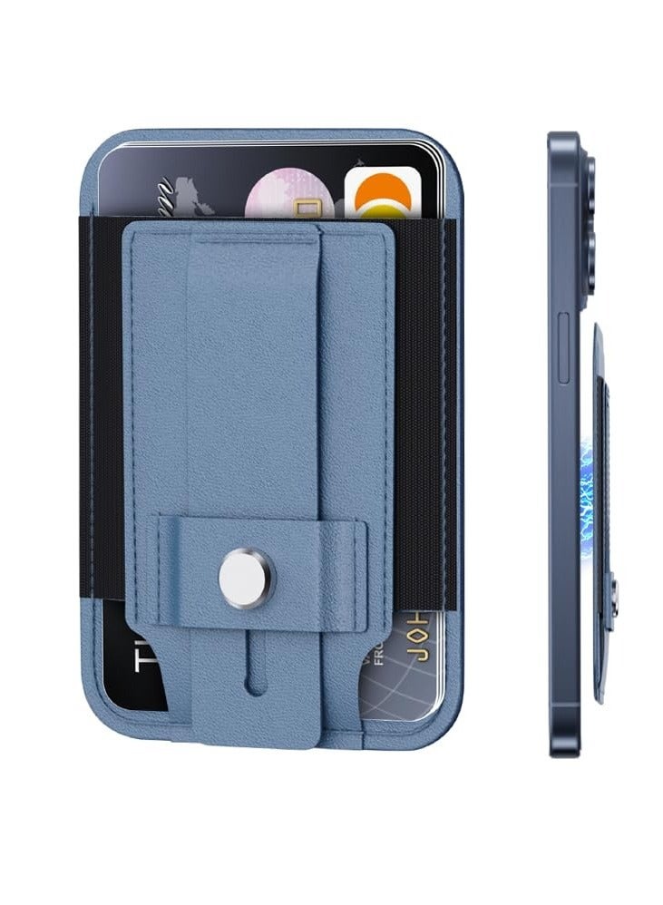 Excefore محفظة هاتف مغناطيسية، متوافقة مع محفظة MagSafe، محفظة جلدية Mag، مع حلقة إصبع آمنة وحامل هاتف، تحمل 5 بطاقات، متوافقة مع سلسلة Apple 15-12 (أزرق) - Image 1