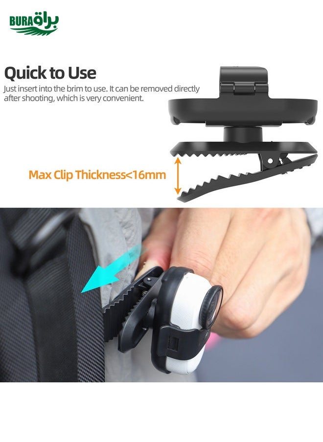 BURAQ For Insta360 GO3 / GO 3S Sunnylife 360 Degree Rotation Backpack Clip Action Camera Clamp Mount (Black)  - Image 3