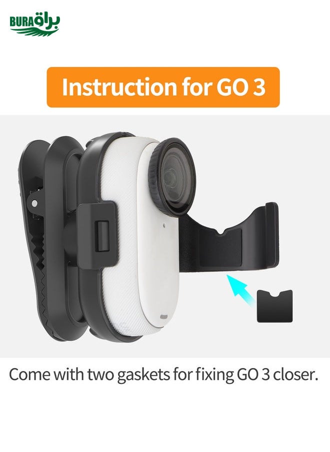 BURAQ For Insta360 GO3 / GO 3S Sunnylife 360 Degree Rotation Backpack Clip Action Camera Clamp Mount (Black)  - Image 2