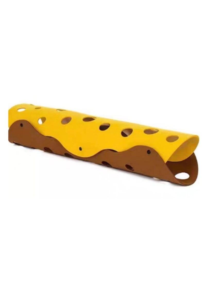 Yellow + Brown Diy Cat Tunnel Toy - Foldable Cat Tube Toy Cat Cave Nest Toy Free Combination Pet Interactive Toy For Kittens Rabbit Hamsters And Small Animals - Image 1