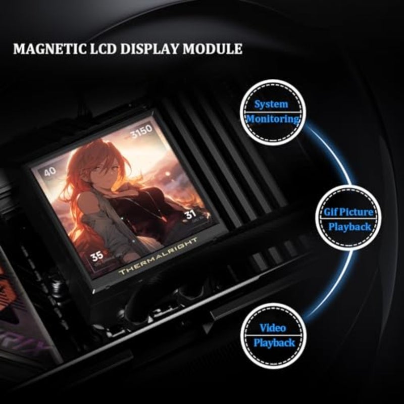 مبرد PC 360 ARGB CPU AIO لـ AM4/AM5 Intel 1700/1851، ألومنيوم أسود مع إضاءة RGB، 3.95 بوصة IPS LCD 480x480، مراوح توصيل لاسلكية ثلاثية - Image 4