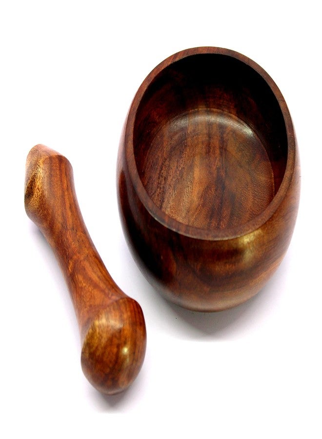 KLEO Wooden Mortar and Pestle Set as Spices, Medicine Grinder Masher - Okhli and Musal - 3" Inches - Image 5