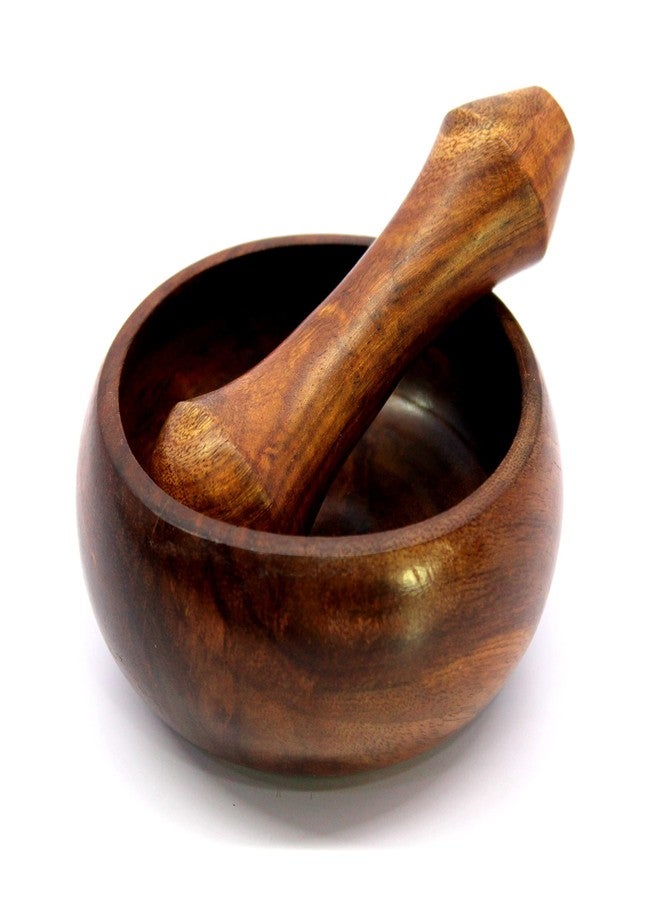 KLEO Wooden Mortar and Pestle Set as Spices, Medicine Grinder Masher - Okhli and Musal - 3" Inches - Image 3
