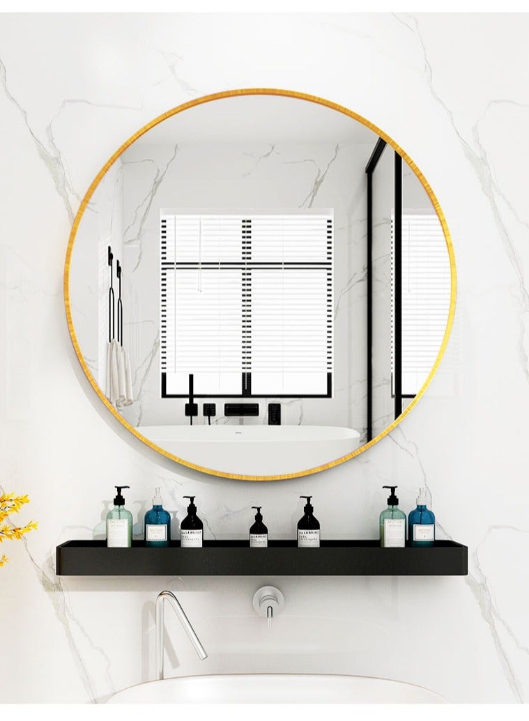 Generic Bathroom Mirror, Wall Mounted Round Mirror with Metal Frame for Vanity Makeup, Modern Wall Mirror for Wall, Bathroom, Hallway, Living Room Wall Decor (Gold, 60*60cm)  - Image 1