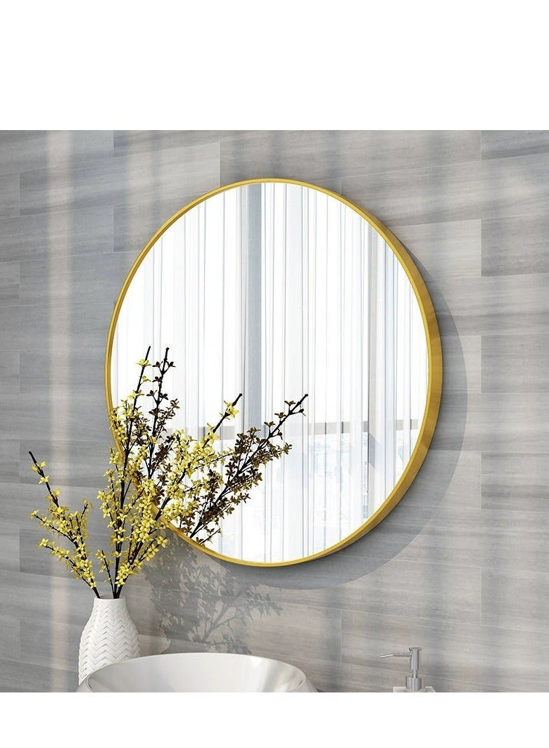 Generic Bathroom Mirror, Wall Mounted Round Mirror with Metal Frame for Vanity Makeup, Modern Wall Mirror for Wall, Bathroom, Hallway, Living Room Wall Decor (Gold, 60*60cm)  - Image 3