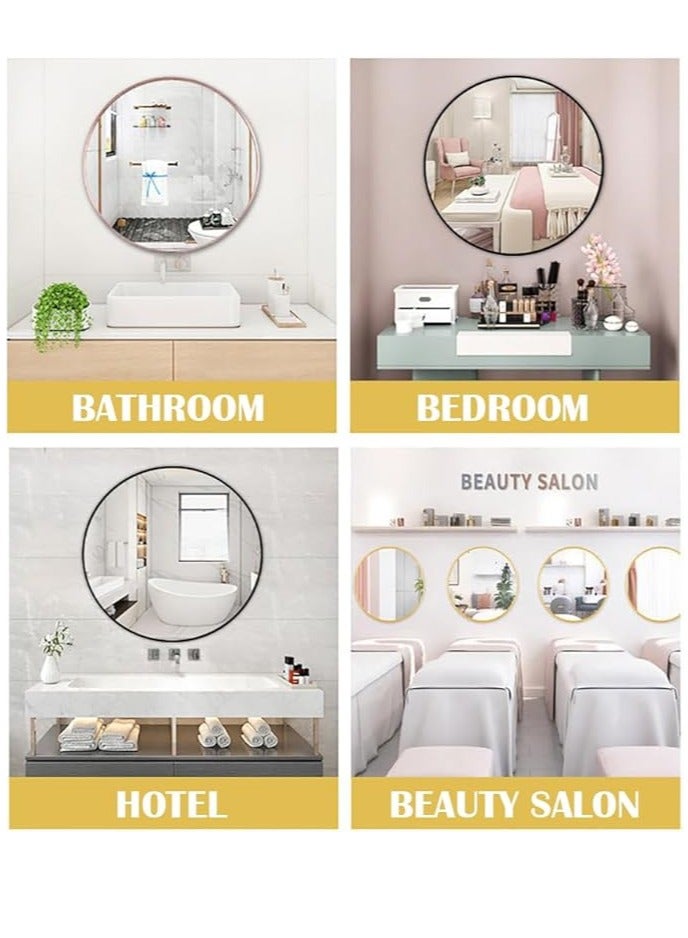 Generic Bathroom Mirror, Wall Mounted Round Mirror with Metal Frame for Vanity Makeup, Modern Wall Mirror for Wall, Bathroom, Hallway, Living Room Wall Decor (Gold, 60*60cm)  - Image 4