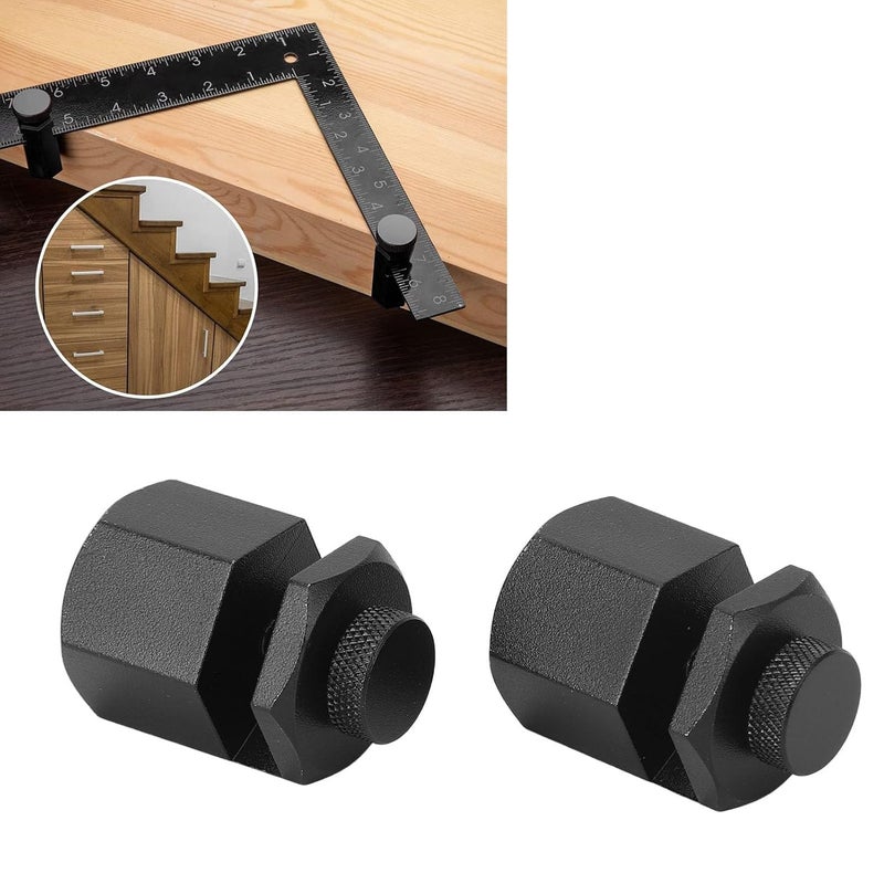 أداة الدرج من سبائك الألومنيوم الأسود 2 قطعة مربع توقف غير قابل للانزلاق للتأطير لأعمال النجارة وتجديد النجارة - Image 4