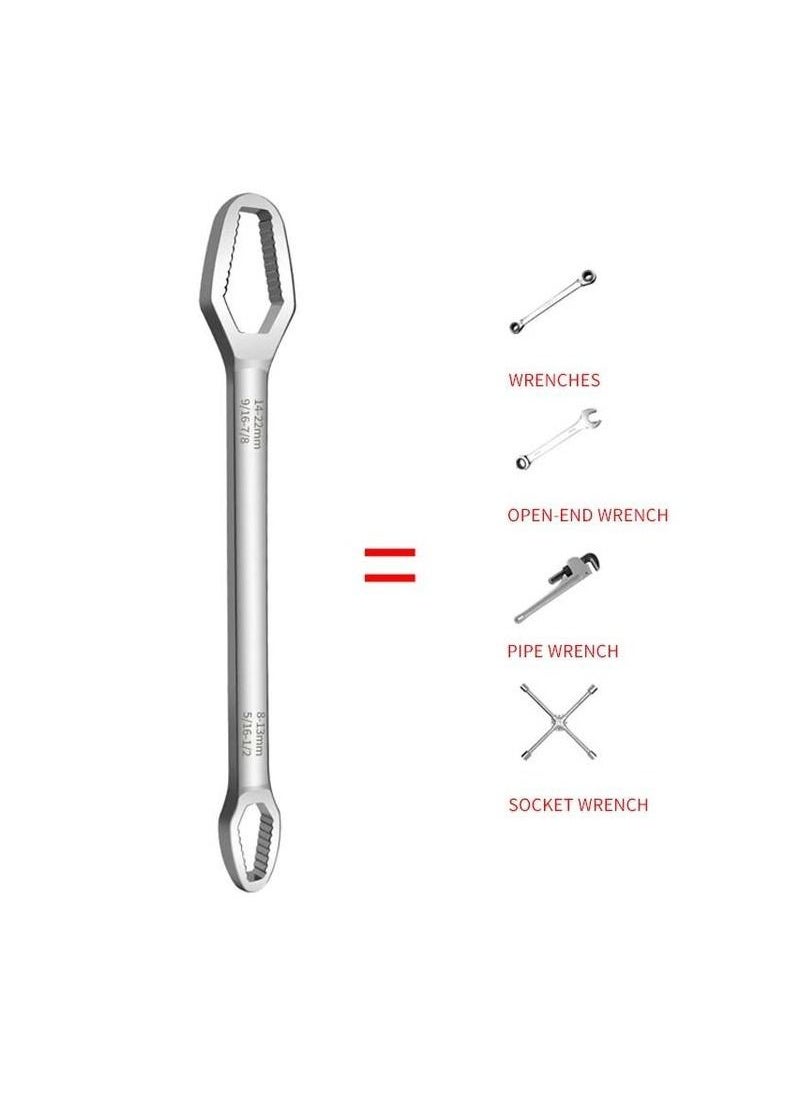 Premium quality Universal Torx Spanner Key Set Screw Nuts Wrench Repair Double-Ended Wrench,8-22mm Multifunctional Universal Self-Tightening Wrench Adjustable Wrench