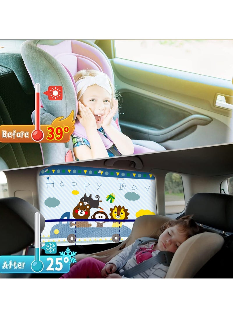 AUTOYSUR Car Window Shade for Baby, Magnetic Double Layer Car Sun Shade for Side Windows Full Shade and Half Shade Options Cute Patterns Car Window Curtain for Heat/UV Protection - Image 5