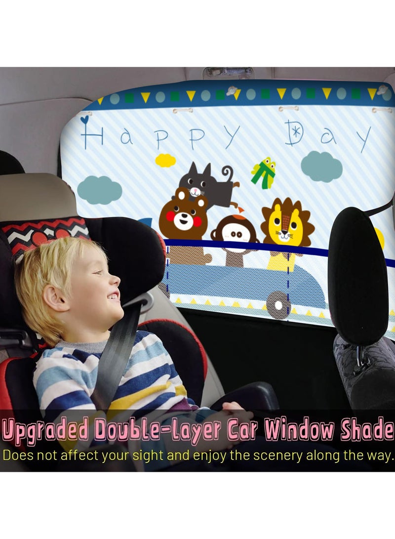 AUTOYSUR Car Window Shade for Baby, Magnetic Double Layer Car Sun Shade for Side Windows Full Shade and Half Shade Options Cute Patterns Car Window Curtain for Heat/UV Protection - Image 3