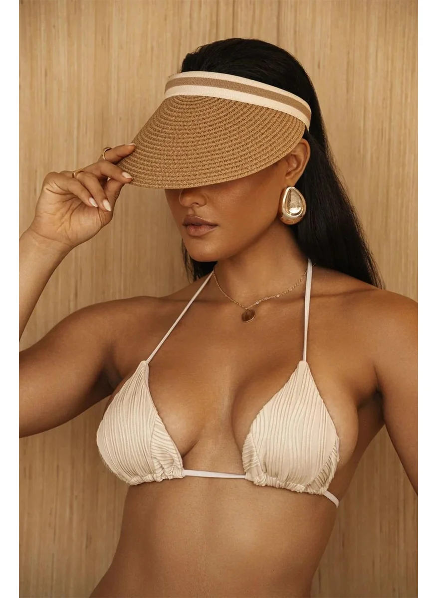 باهلس Straw Imported Luxury Camel Visor Hat Skull