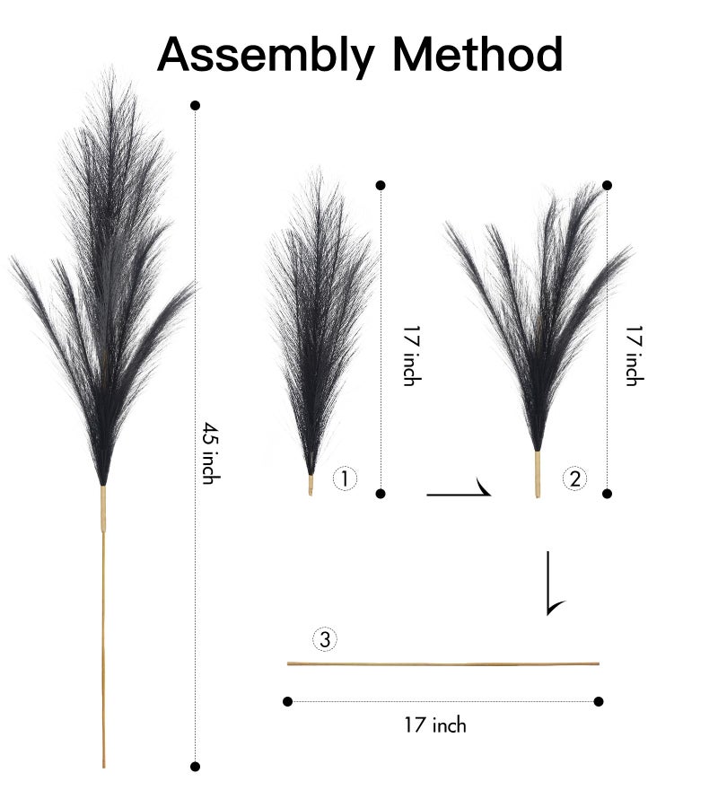 MUUNC 9 Pcs 45" Tall Pampas Grass Black Decor, Long Stem Artificial Flower Floor Vase Large Faux Floral Pompas Fake Plants Dried Bouquet Arrangement Vase Filler for Boho Home Wedding Decoration - Image 3
