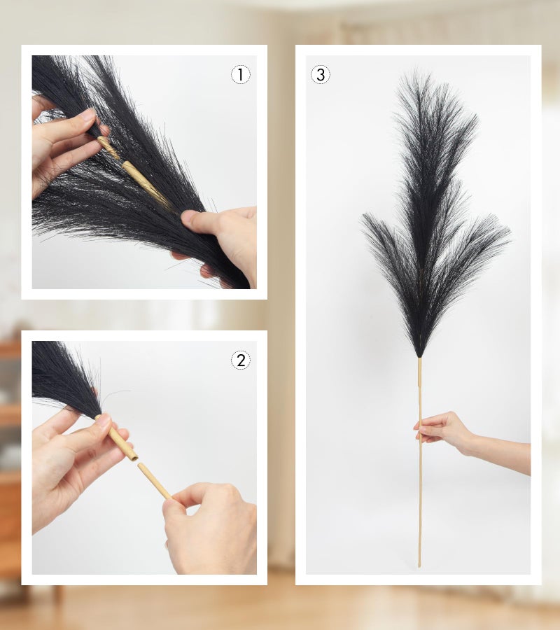 MUUNC 9 Pcs 45" Tall Pampas Grass Black Decor, Long Stem Artificial Flower Floor Vase Large Faux Floral Pompas Fake Plants Dried Bouquet Arrangement Vase Filler for Boho Home Wedding Decoration - Image 4