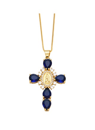 Crystal Zircon Cross Necklace For Women Choker Charm Virgin Mary Pendant Box Chain Female Jewelry Collier Femme - Gold-Blue - pzsku/Z388F44B30DBC30DA91EBZ/45/_/1713854740/142d4d30-b464-4d5b-93cb-9d117e3883d5