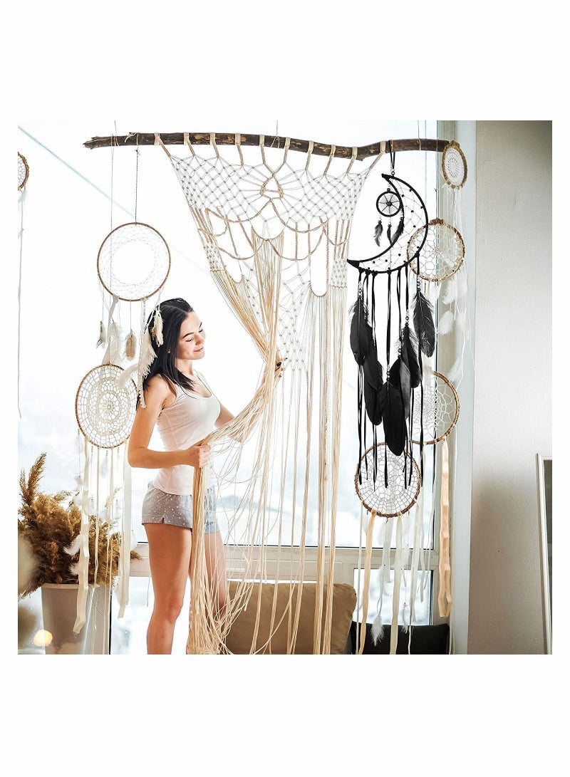 Y&D Dream Catcher 3Pack Handmade Feather Catchers Chic Bohemian Home Decor Wall Hanging Sun Moon Star Decoration Craft Gift Bedroom  - Image 2