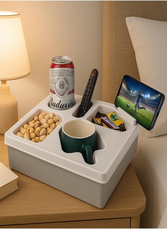 BELLSBERRY Couch Cup Holder Tray Anti-Spill Sofa Armrest Organizer for Drinks, Snacks, Phone and Multi-Use Holder - Image 1