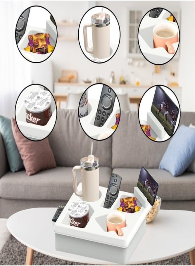 BELLSBERRY Couch Cup Holder Tray Anti-Spill Sofa Armrest Organizer for Drinks, Snacks, Phone and Multi-Use Holder - Image 4