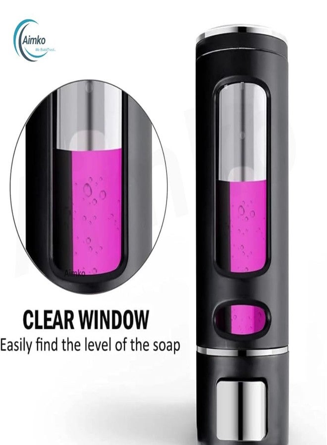 AIMKO 400 ML Wall Mounted Soap Dispenser | ABS Material with Transparent Liquid Indicator, Ideal Hand Wash Dispenser Bottles | Ideal for Wash Basin or Kitchen Sink | Home | Office (Black) - Image 4