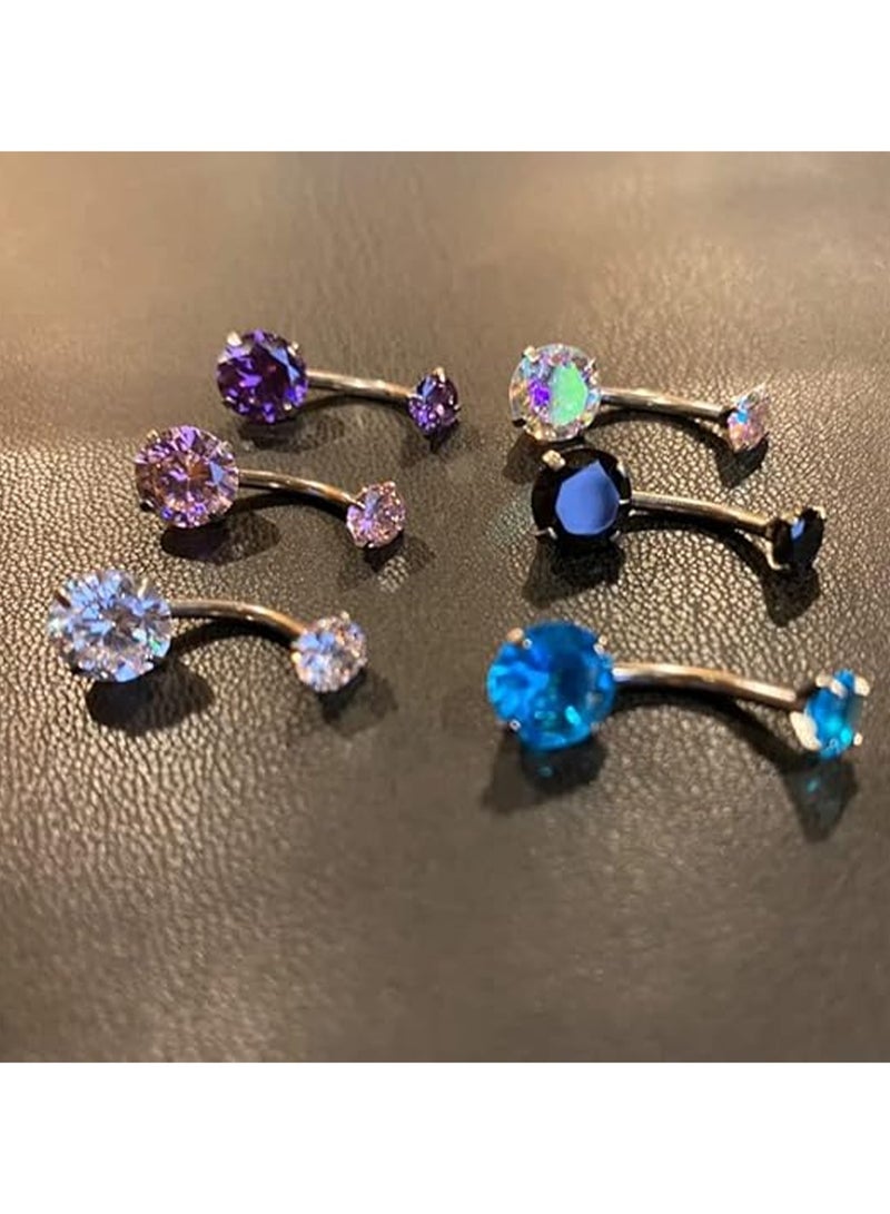 حلقة زر البطن الجراحية المصنوعة من الفولاذ المقاوم للصدأ، حلقة زركون دائرية مكعبة الزركونيا، حلقة زر البطن النسائية - Image 2