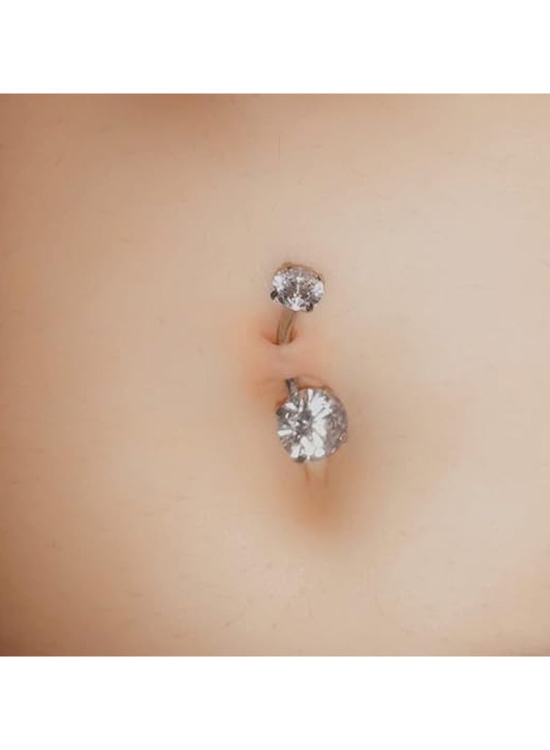 حلقة زر البطن الجراحية المصنوعة من الفولاذ المقاوم للصدأ، حلقة زركون دائرية مكعبة الزركونيا، حلقة زر البطن النسائية - Image 4