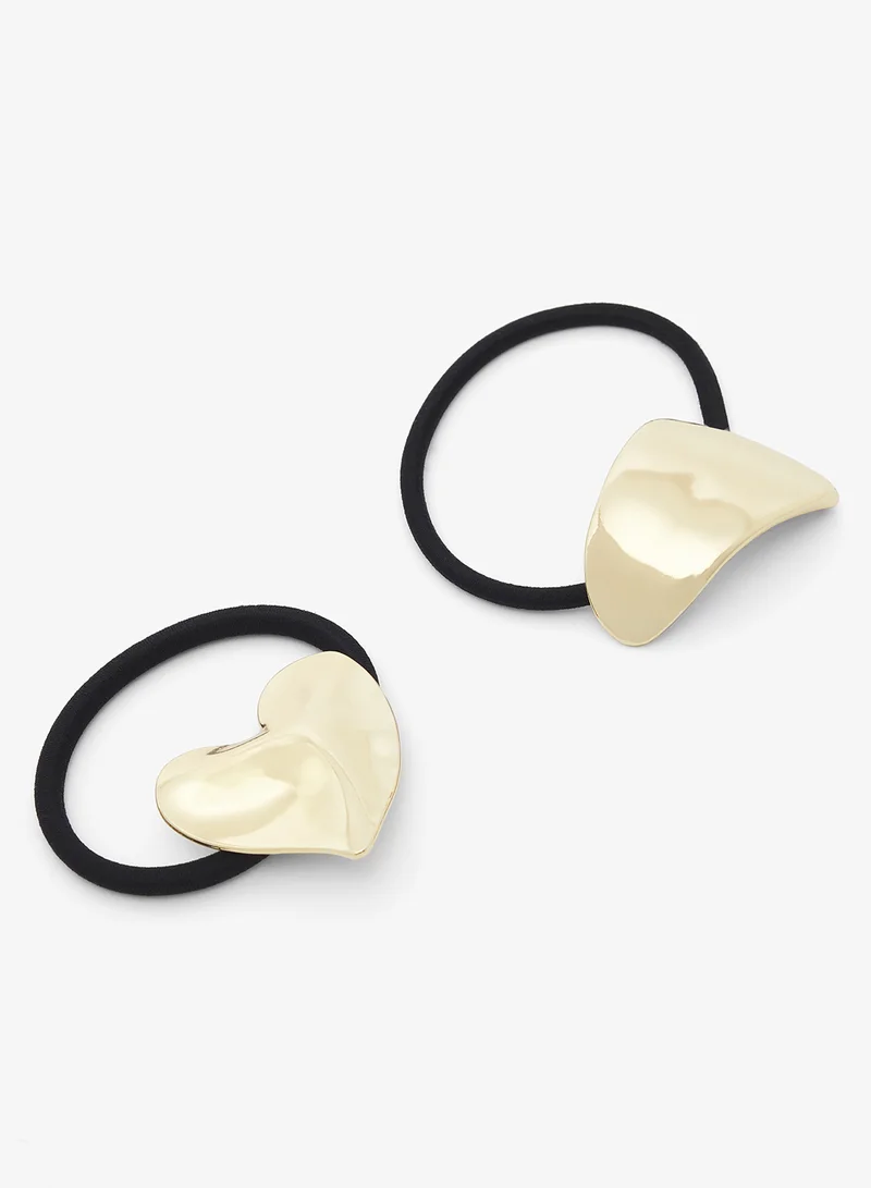 جينجر 2PK Gold Metal Hair Ties Set