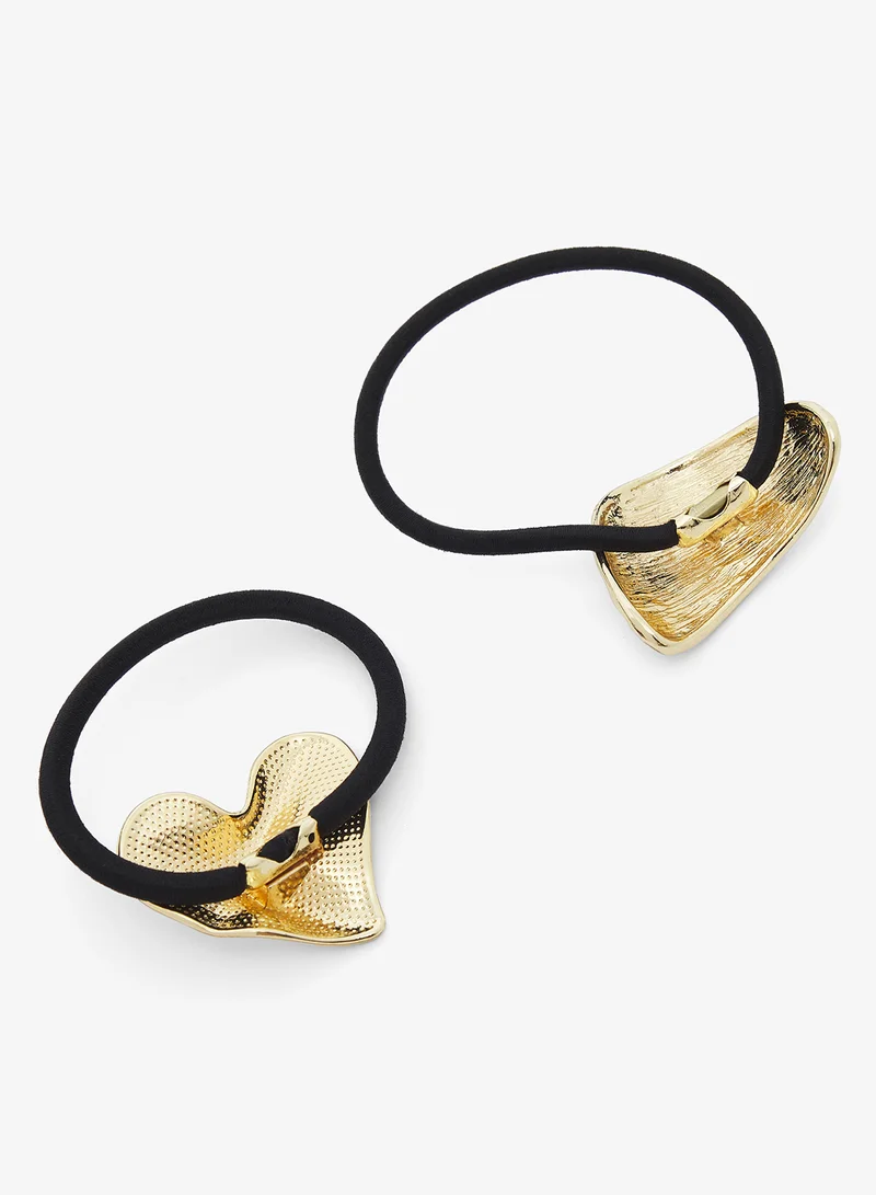 جينجر 2PK Gold Metal Hair Ties Set
