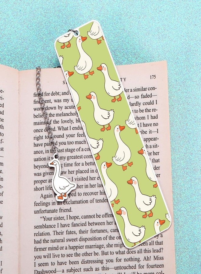 NUBARKO Green Stuff Cute Bookmarks for Women Girls Kids Silly Goose Metal Bookmark Funny Book Lovers Gifts for Readers Book Lovers Women Book Marks for Reading Womens Kid Girls Page Holders for Reading 2-Side - Image 3