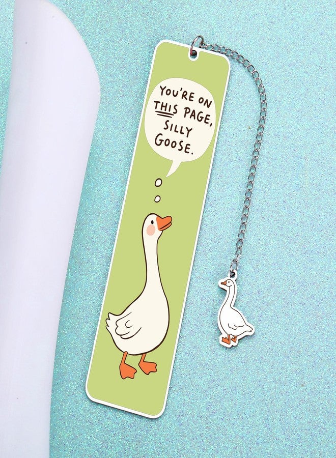 NUBARKO Green Stuff Cute Bookmarks for Women Girls Kids Silly Goose Metal Bookmark Funny Book Lovers Gifts for Readers Book Lovers Women Book Marks for Reading Womens Kid Girls Page Holders for Reading 2-Side - Image 4