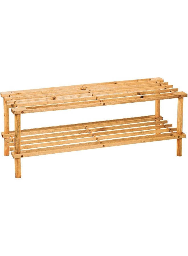 MOMENT 2 Tier Bamboo Shoe Rack For Closet Free Standing Wood Shoe Shelf Storage Organizer For Entryway Small Space Stackable [63 X 26.5Cm] - Image 4