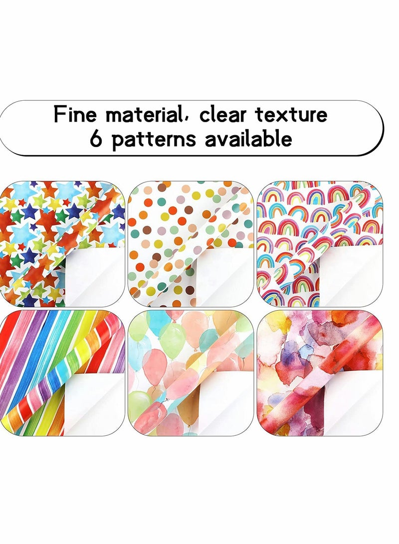KASTWAVE Birthday Wrapping 6 Pack Gift Wrap Paper with Ribbon Sticker and Tape for Birthday Wedding Graduation Boy Girl kid baby Men Women All Occasion - Image 5