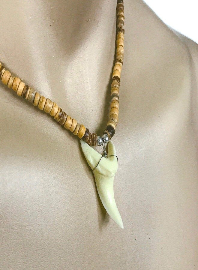 Zero Gravity Hawaii Hawaiian Jewelry Tan Coconut Bead Large Resin Shark Tooth Necklace from Hawaii - Image 2