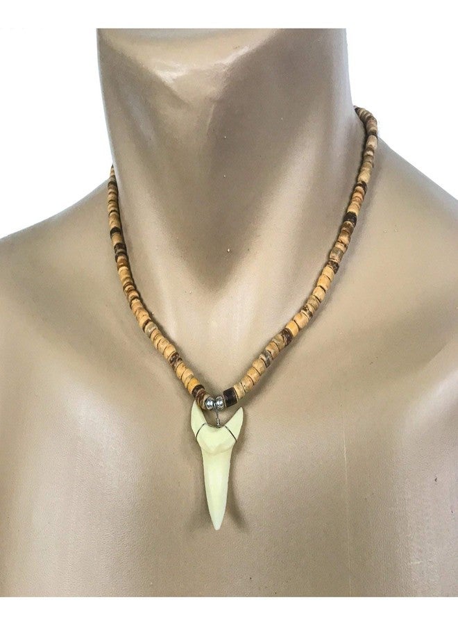 Zero Gravity Hawaii Hawaiian Jewelry Tan Coconut Bead Large Resin Shark Tooth Necklace from Hawaii - Image 3