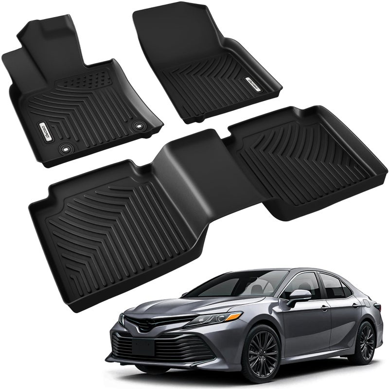 OEDRO Floor Mats Fit for 2024-2018 Toyota Camry (FWD ONLY, Not for Hybrid), TPE All Weather Protection 2024 Camry Car Mats Accessories Includes 1st and 2nd Row for Camry L/LE/SE/TRD/XLE/XSE - Image 1