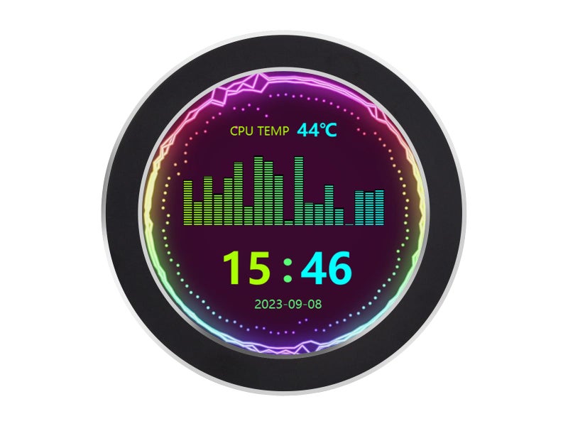Waveshare 28 CPUGPU Cooler Round LCD Display AIO Computer Temp Monitor for Water Cooling Systems Side Prebuilt Gaming PC Parts Black - Image 2