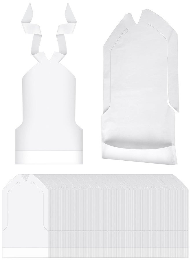 Skicuff 1000 Pcs Disposable Plastic Bibs Bulk for Kids 11" x 15.75" Children Eating Bibs with Crumb Catcher for Toddlers (White) - Image 1