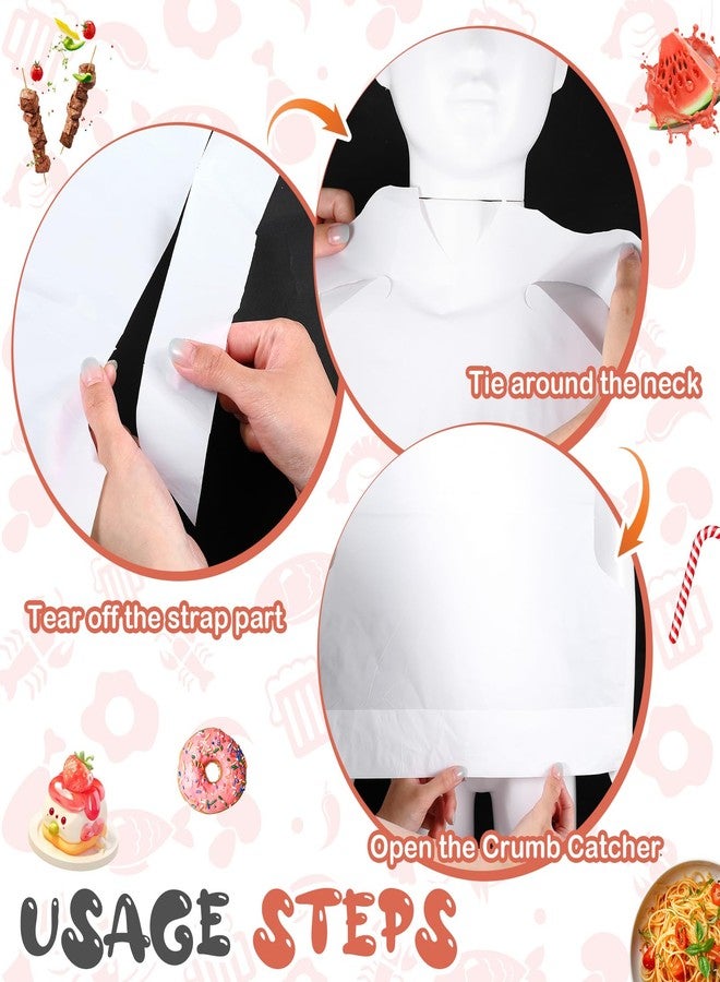 Skicuff 1000 Pcs Disposable Plastic Bibs Bulk for Kids 11" x 15.75" Children Eating Bibs with Crumb Catcher for Toddlers (White) - Image 3