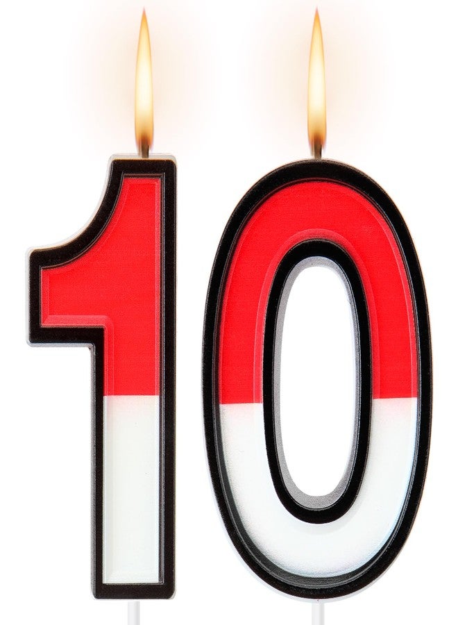 Conelist Cartoon Red and White Birthday Cake Candle Anime Birthday Candles Numeral Birthday Cake Topper for Animated Birthday Decoration Cartoon Party Supplies(Number 10) - Image 1