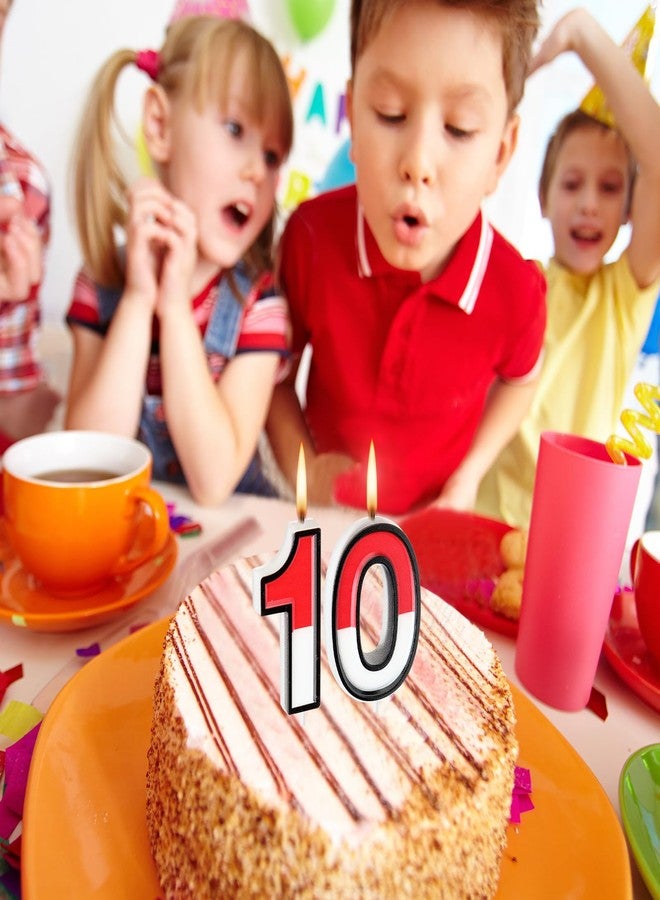 Conelist Cartoon Red and White Birthday Cake Candle Anime Birthday Candles Numeral Birthday Cake Topper for Animated Birthday Decoration Cartoon Party Supplies(Number 10) - Image 3