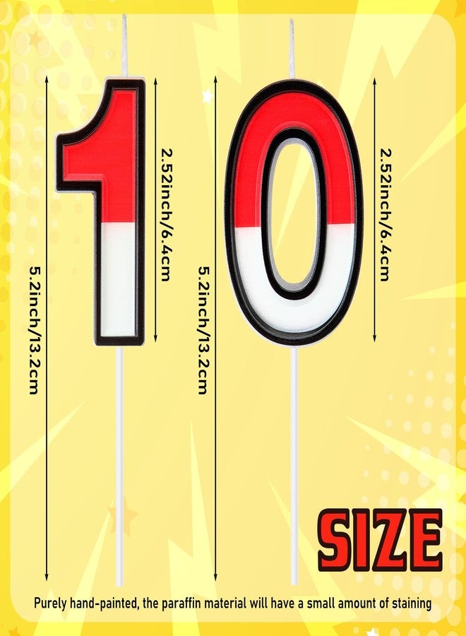 Conelist Cartoon Red and White Birthday Cake Candle Anime Birthday Candles Numeral Birthday Cake Topper for Animated Birthday Decoration Cartoon Party Supplies(Number 10) - Image 2